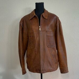 The Territory Ahead Brown Leather Bomber Jacket